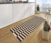 Flat Weave Kilim Antique Navaho Vintage handmade Modern Kilim Beige Black Hand-Woven Runner 100% Wool Area Rug 3x9